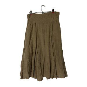 Luna Luz Women’s L Linen Skirt Pull On Lagenlook Neutral Color Tan Beige